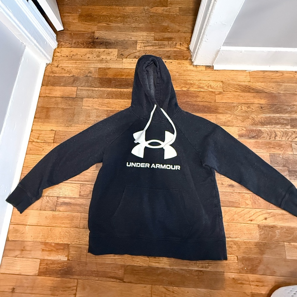 Under Armour Women’s Black with White Speckles Hoodie with White Logo